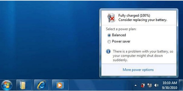 win7系统出现请考虑更换电池怎么解决