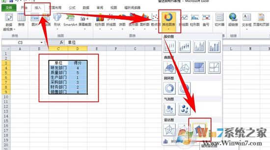 Excel表格中制作雷达图表的方法