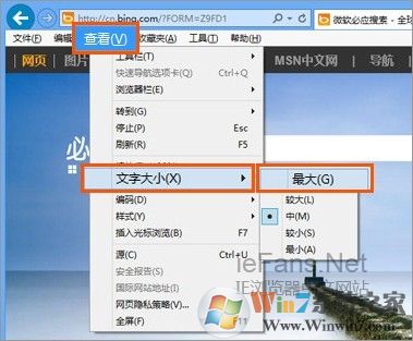 设置IE浏览器中的文字大小