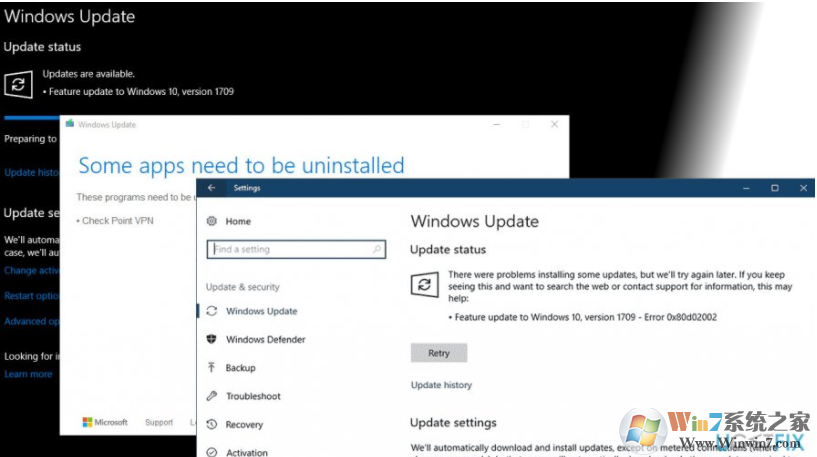 win10 无法更新1709提示兼容性错误0x80d02002的解决方法