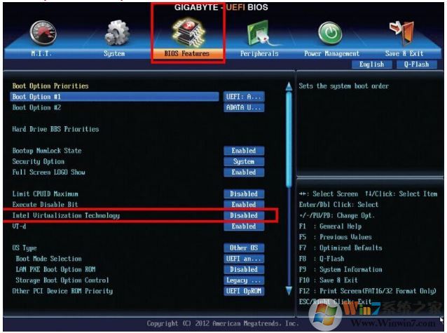 技嘉主板Intel Virtualization Technology (Intel虚拟化技术)开启教程
