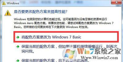 Win7系统电脑提示是否更改配色方案提高性能的正确设置方法