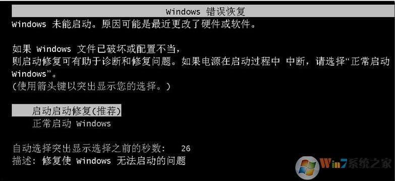 Win7出现Windows错误恢复怎么办？关闭Windows错误恢复循环