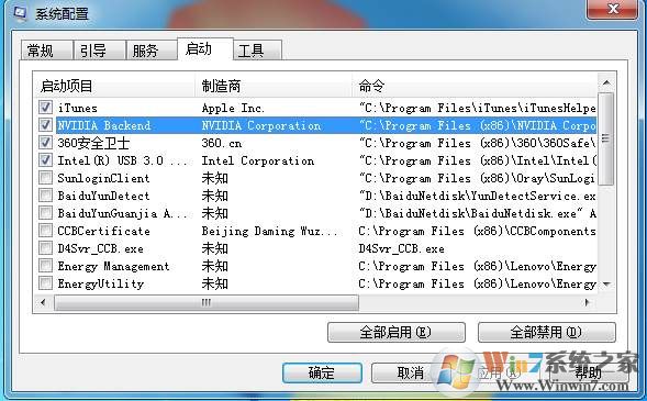 Win7 nvidia backend启动项是什么可以删除吗？