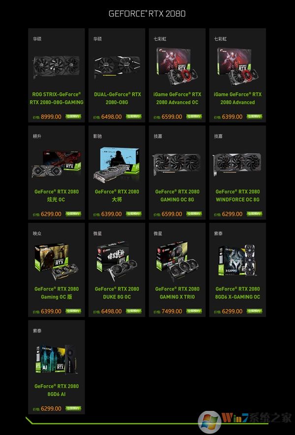 英伟达新一代卡皇RTX 2080Ti 八大厂商齐发:华硕9998