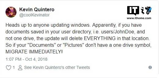 重大问题:Windows 10 1809更新十月版导致文件被删除