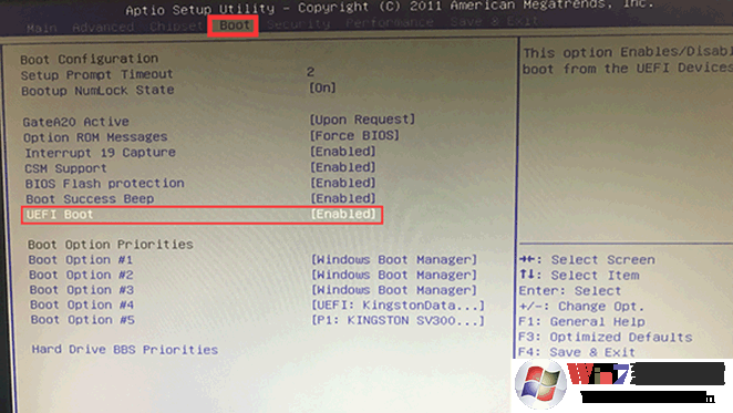 uefi boot”功能开启