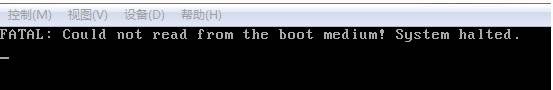 VirtualBox:Fatal:Could not read from Boot Medium! System Halted