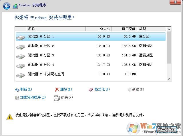 安装Win10无法创建新的分区如何解决？