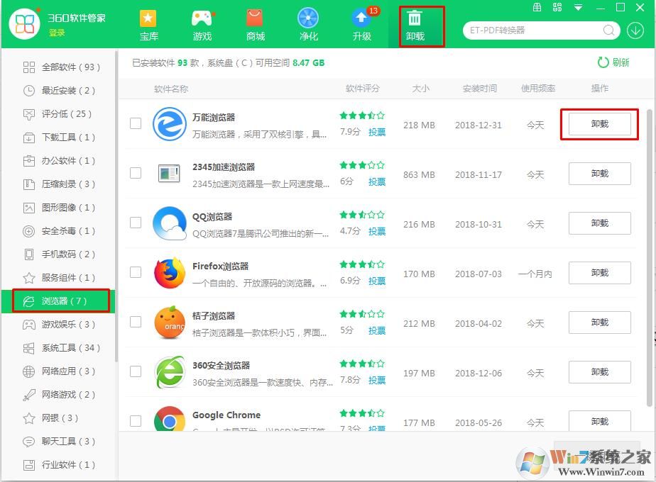 Win7系统怎么卸载万能浏览器？万能浏览器卸载方法