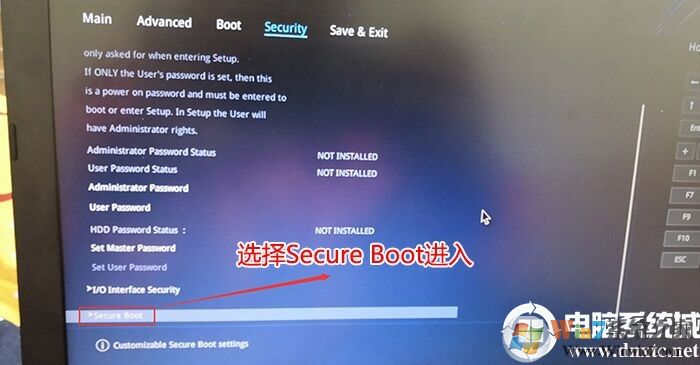 选择secure Boot回车进入