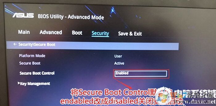 把Secure Boot control选enabled改为disabled关闭安全启动