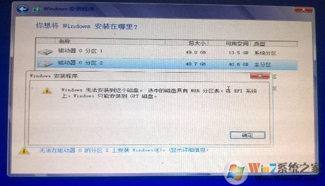 Windows无法安装到这个磁盘具有mbr分区表,在EFI系统上只能安装到GPT磁盘解决