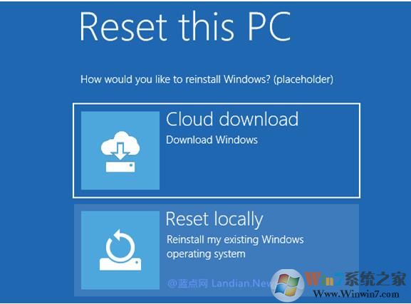 Win10云重装功能具备基础功能 尚不知是否能保留用户文件