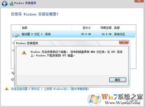 windows无法安装到这个磁盘 选中的磁盘具有MBR分区表 该怎么办？（已解决