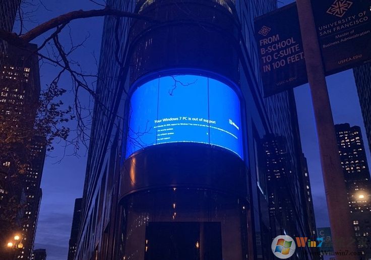 当Win7系统结束支持,ATM机罢工、广告牌蓝屏景象纷纷出现