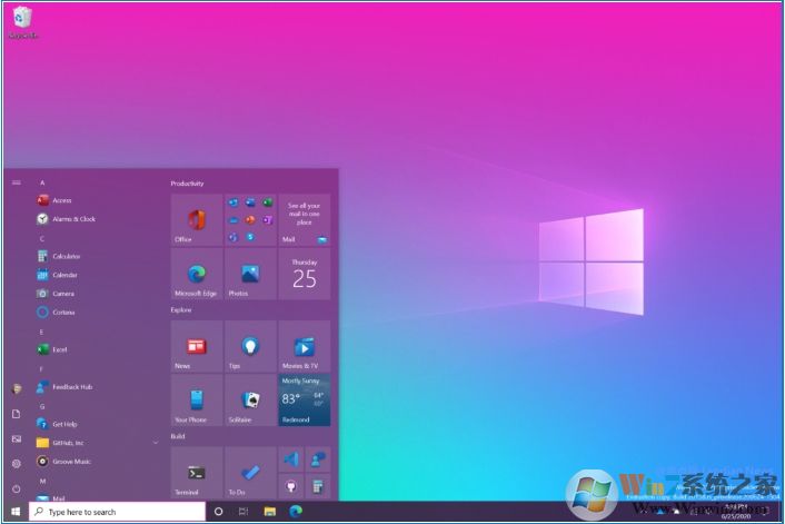 Win10新版开始菜单发布:删除动态磁贴换成主题感知磁贴