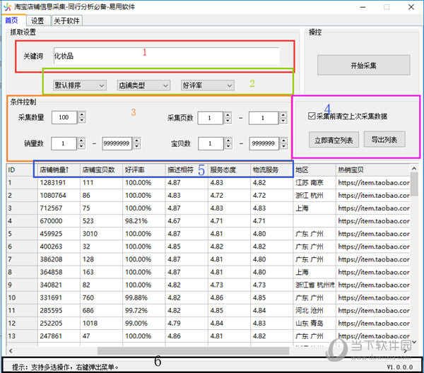 易用淘宝店铺信息采集