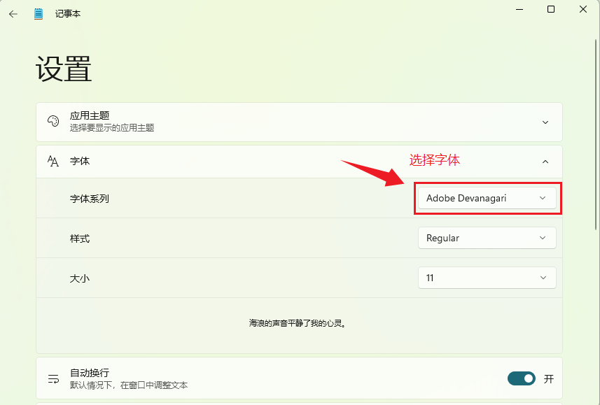 如何在Windows 11中更改记事本默认字体